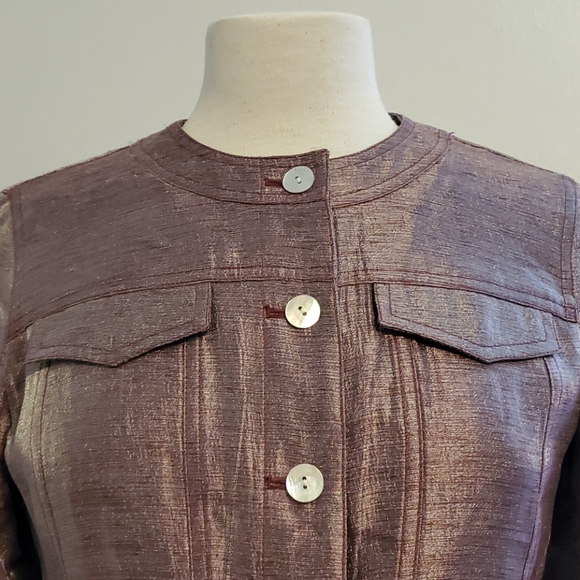 NWT Ruby Rd Shiny Purple Crop Jacket - Picture 2 of 8